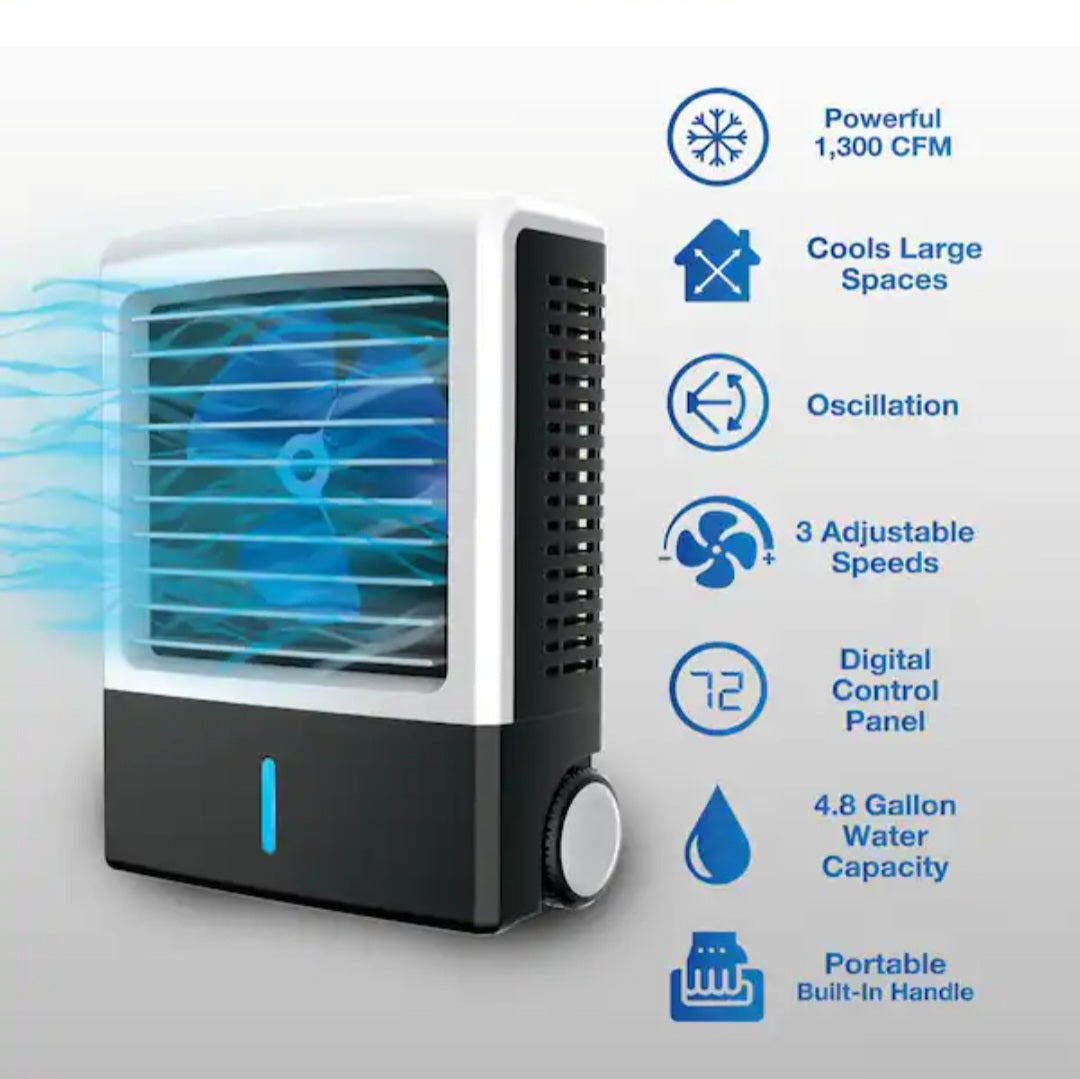 1300 CFM 3-Speed Settings Portable Evaporative Air Cooler 1300 CFM 3-Speed Settings Portable Evaporative Air Cooler